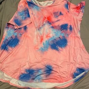 Pink and blue tie dye top 4x